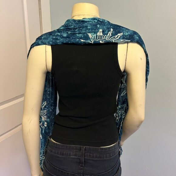 Blue and White Tie Dye Scarf, Sun Print - Picture 6 of 6